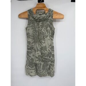 Lina Tomei Women's Size Medium floral green and khaki Linen dress with‎ pockets